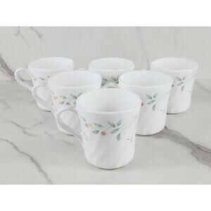 Corelle English Meadow Coffee Mug Teacup 8oz Corning 80s Swirl Pattern x6 Vtg